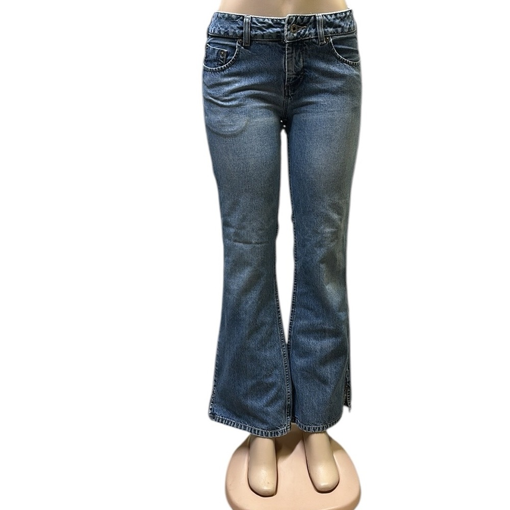 Vintage Silver Mid Rise Blue Jeans Flare Denim Made In Guatemala Womens 30 32